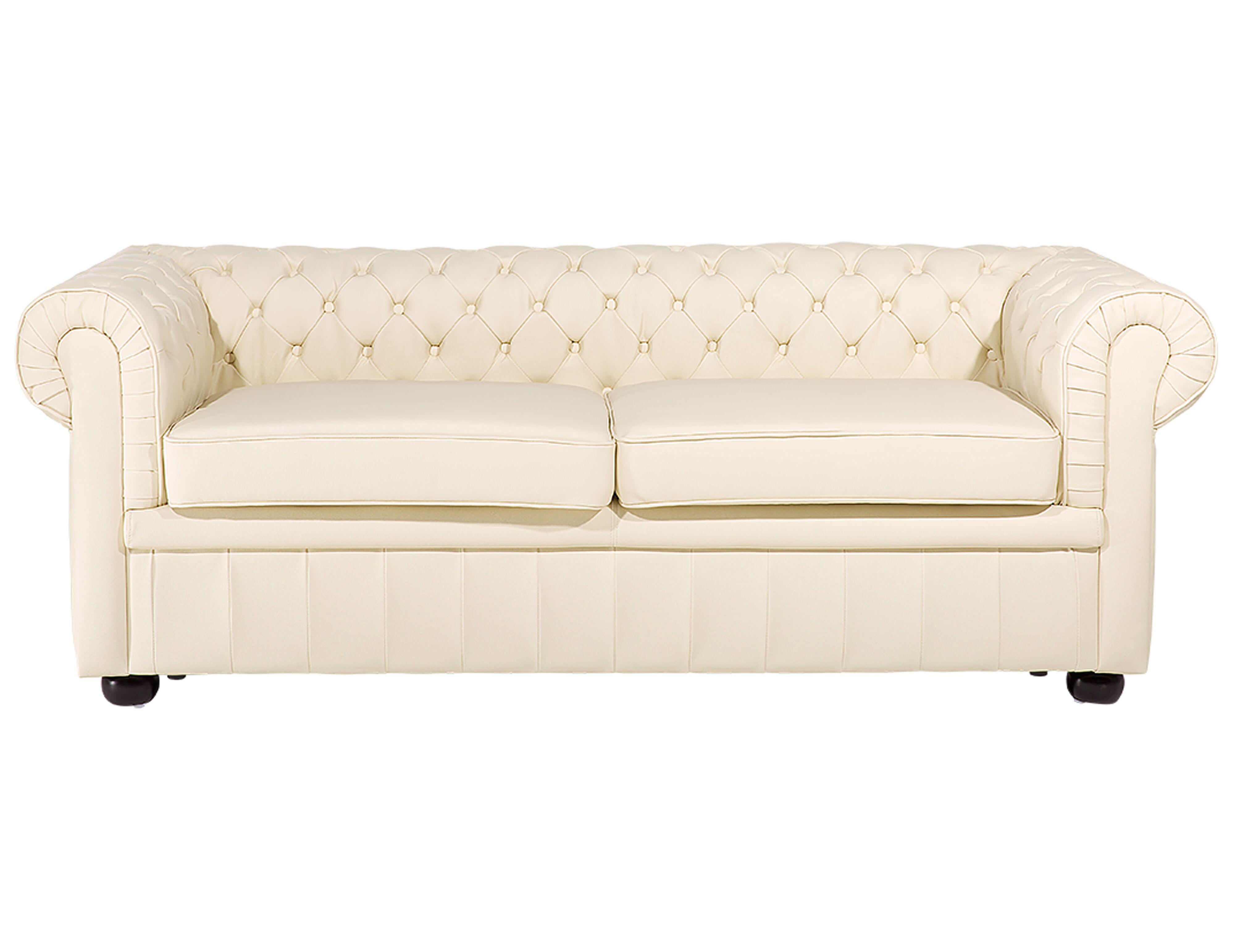 Armchair CHESTERFIELD Leather Light Beige