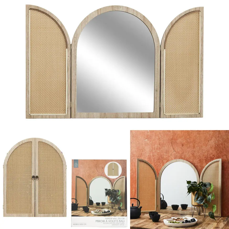 Home Deco Factory Spiegel Bali - hout - met deurtjes - 40 x 50 cm