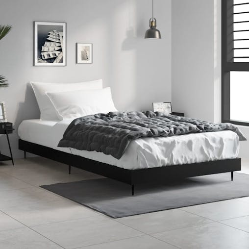 NNEVL Bed Frame Black 92x187 cm Single Size Engineered Wood