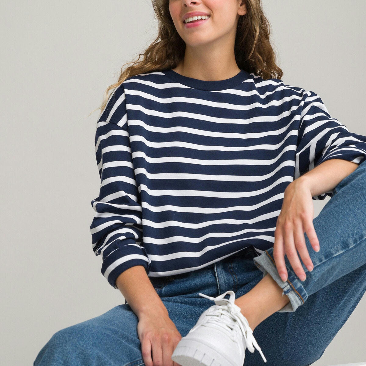 T-shirt oversize manches longues rayé