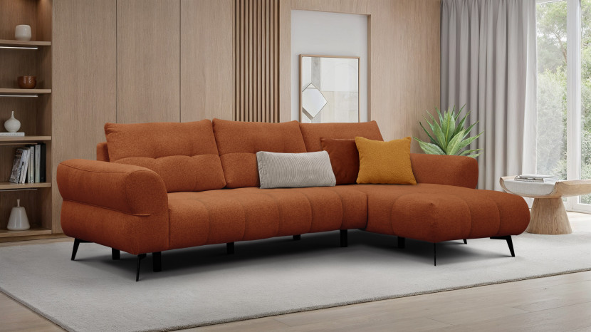 Sofa narożna 4 osobowa prawa SALVINI, pomarańczowa