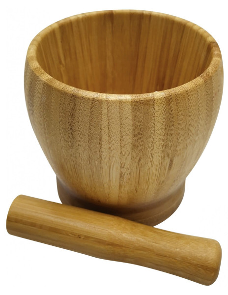 Moździerz bambusowy z tłuczkiem 9.5cm do przypraw KINGHOFF