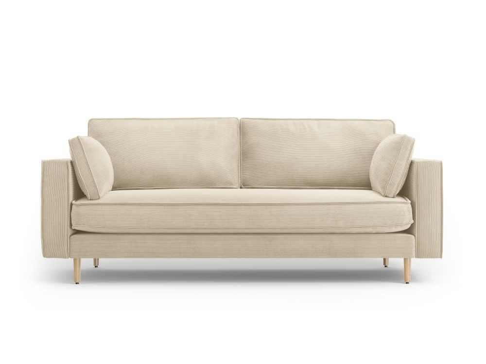 ALEXIS - Canapé 3 places en tissu structuré beige clair