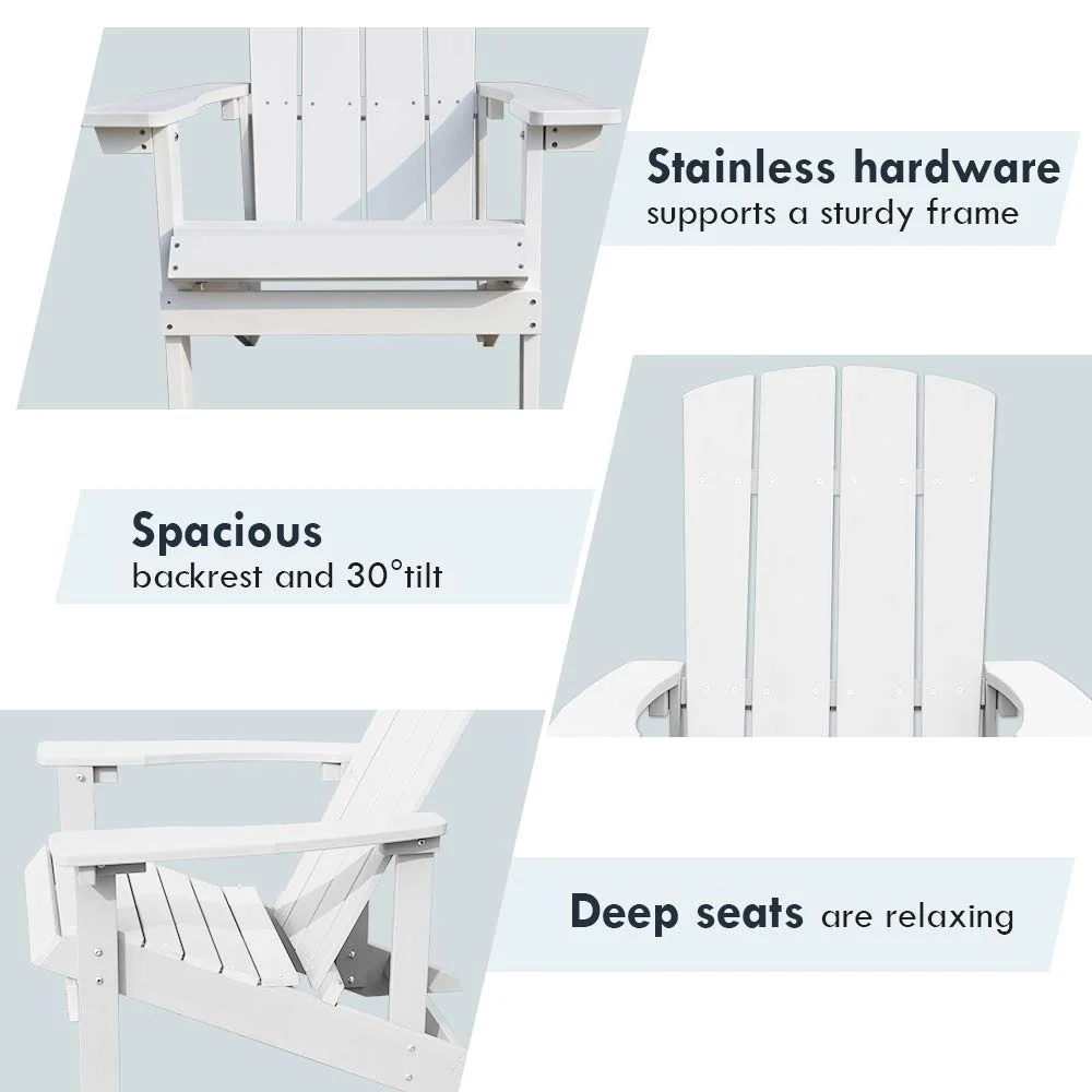 Set Of 2 Patio Outdoor Pool Garden Lounge Chairs Adirondack Chairs