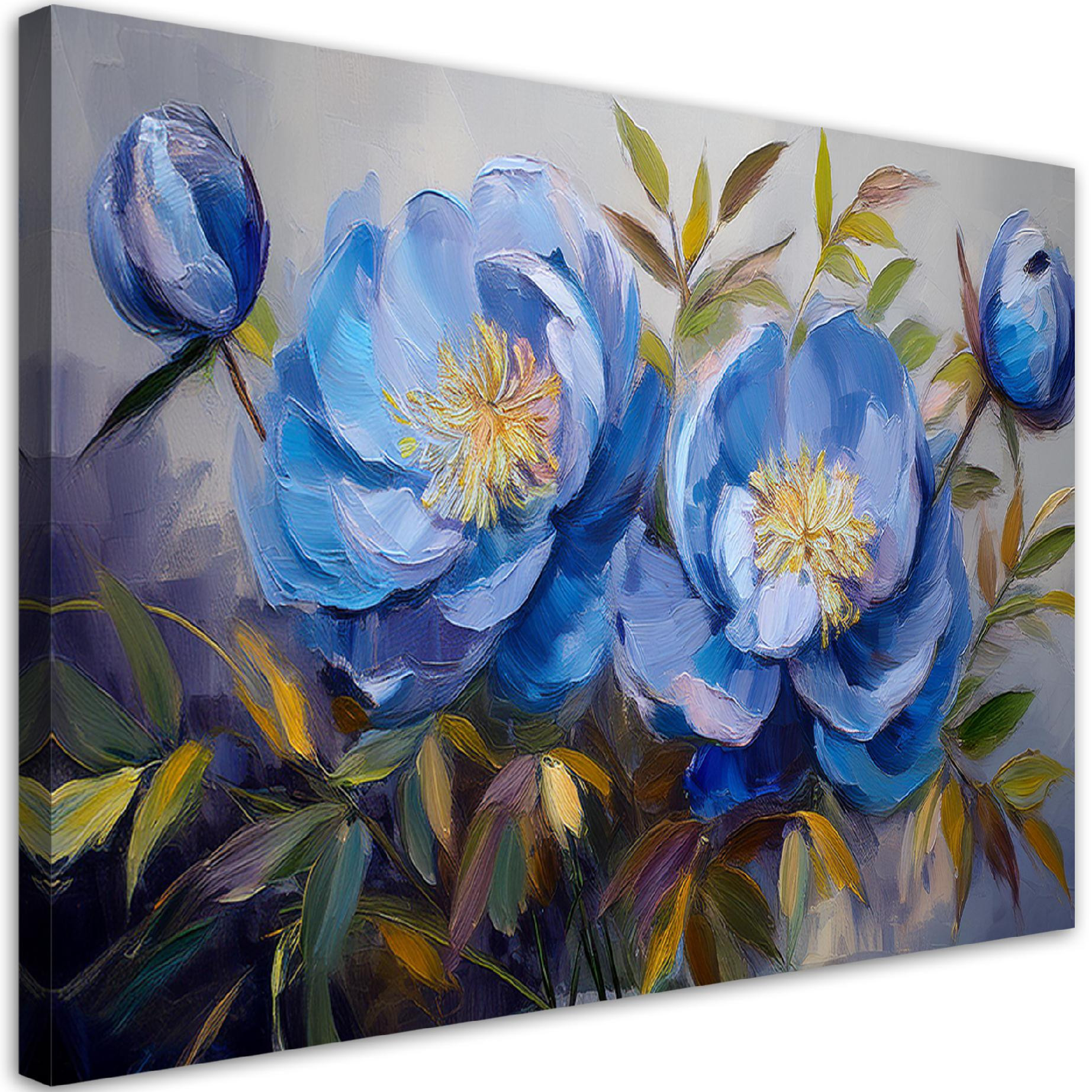 Feeby Obraz na płótnie, Piwonie Peonie Kwiaty Niebieskie 60x40