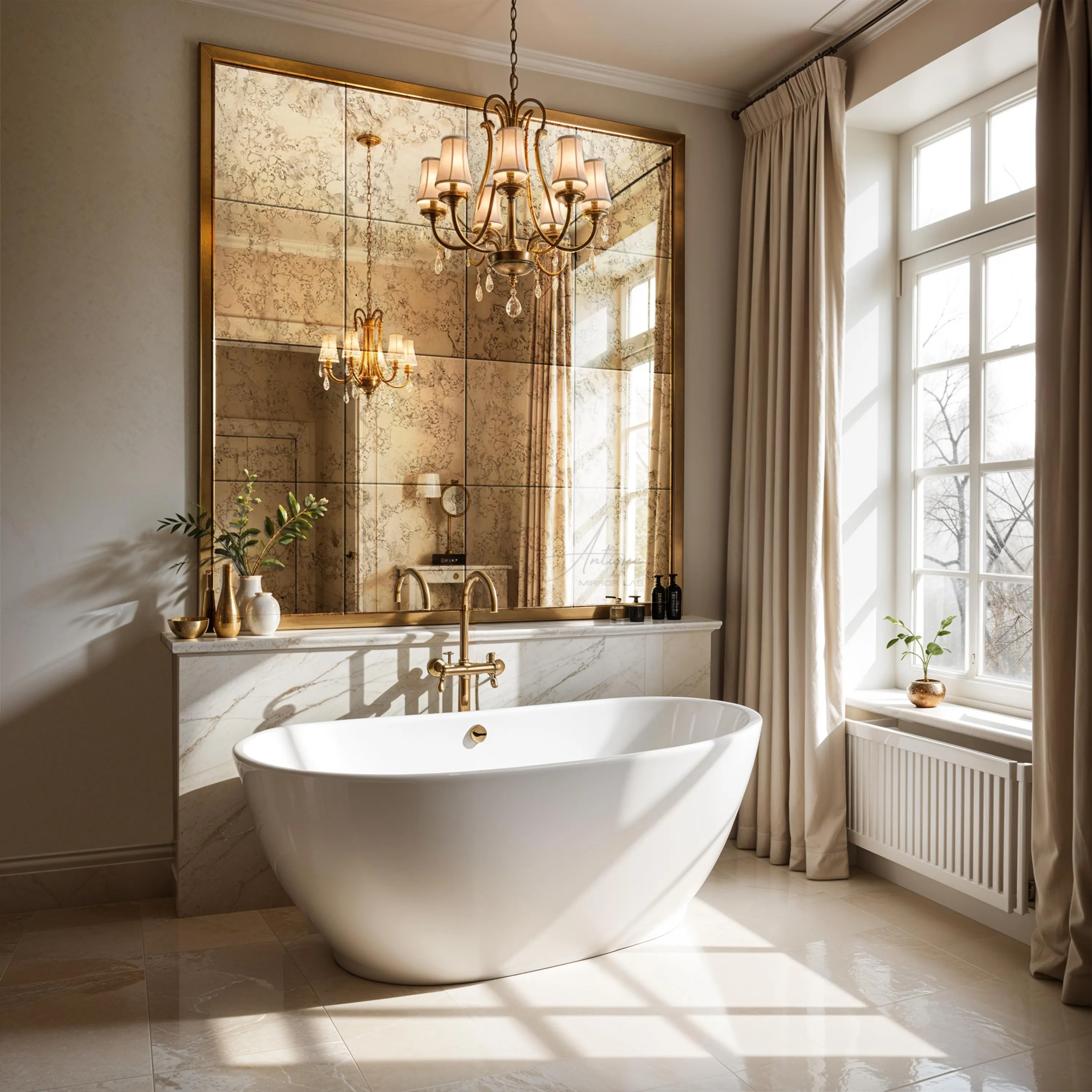 Bronze Bathroom Vintage Mirror Tiles