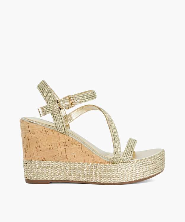 Koda Gold - Gold Cork Wedge Sandals