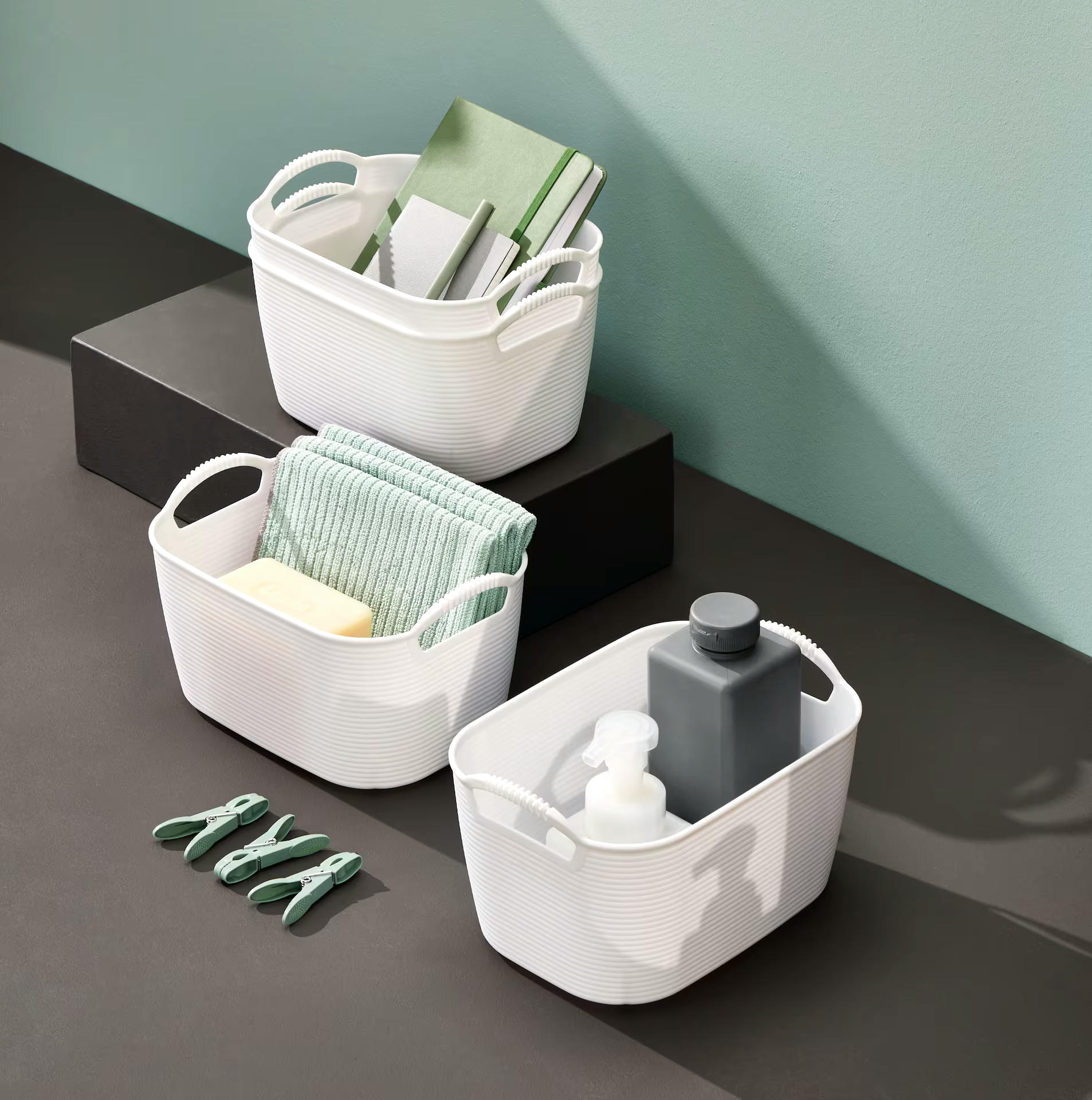 Type A Flexible Storage Bins, White, 3.6-L, 4-pk