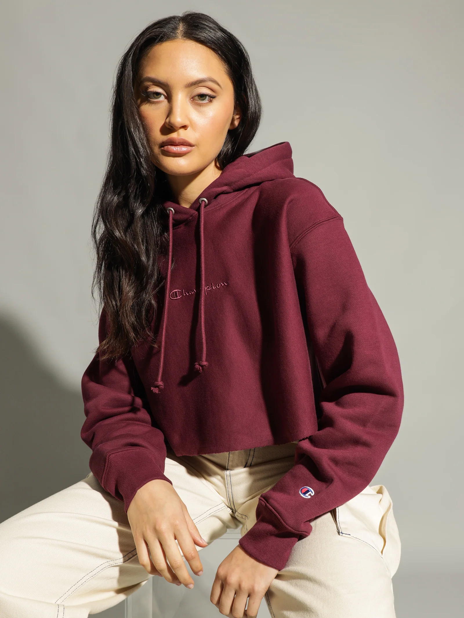 Reverse Weave Tonal Crop Hood