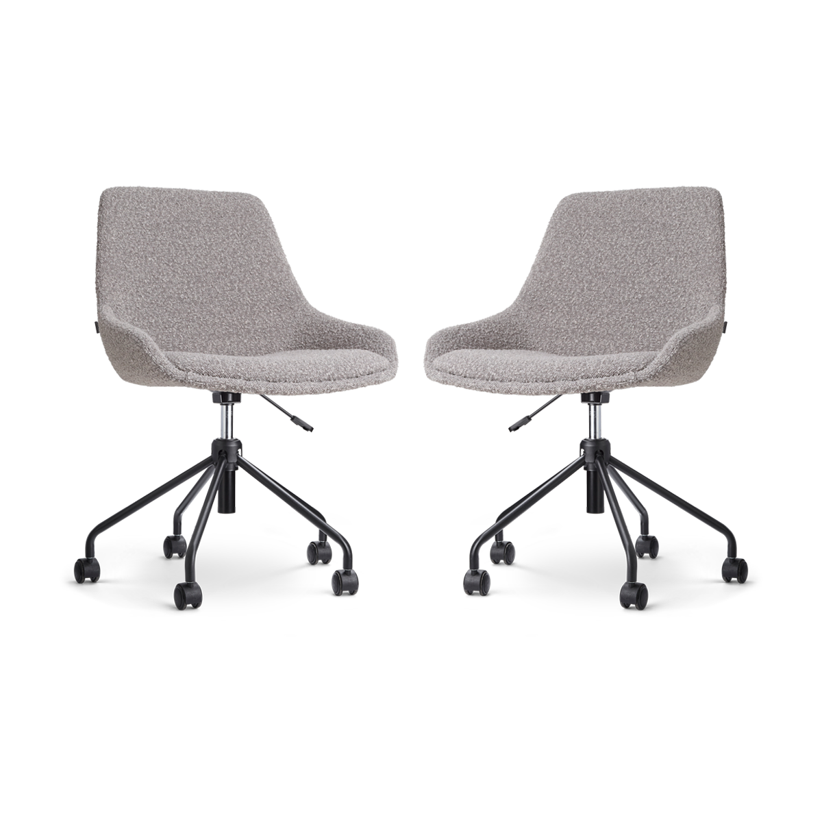 Nolon Nout-Isa Bureaustoelen Set van 2 - Bouclé Taupe - Zwart