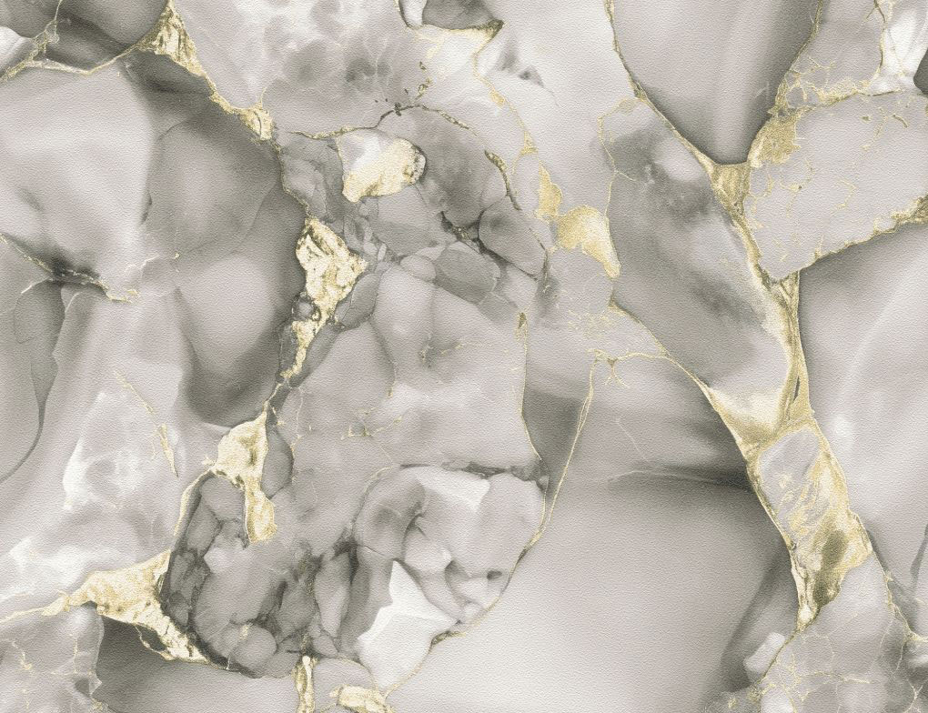 Vliestapete Marmor Grau, Gold