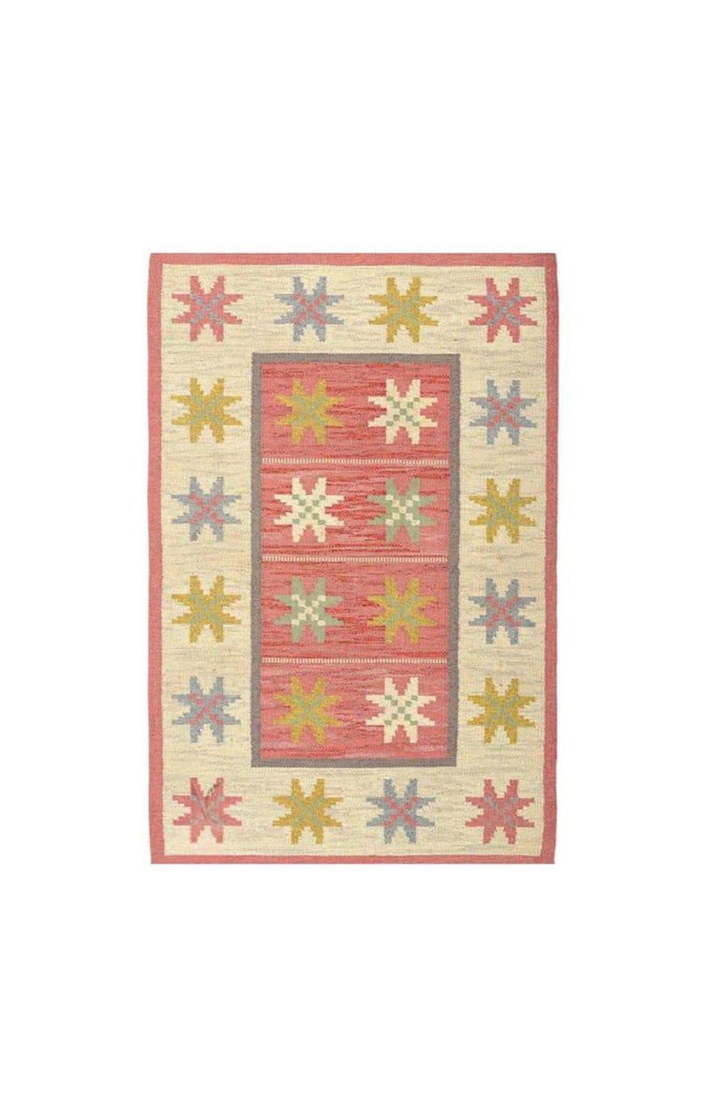 Pink Geometric Dhurrie Rug, Colorful Handwoven Flatweave Area Rug, Boho Kilim Style Rug, Modern Cottage Decor
