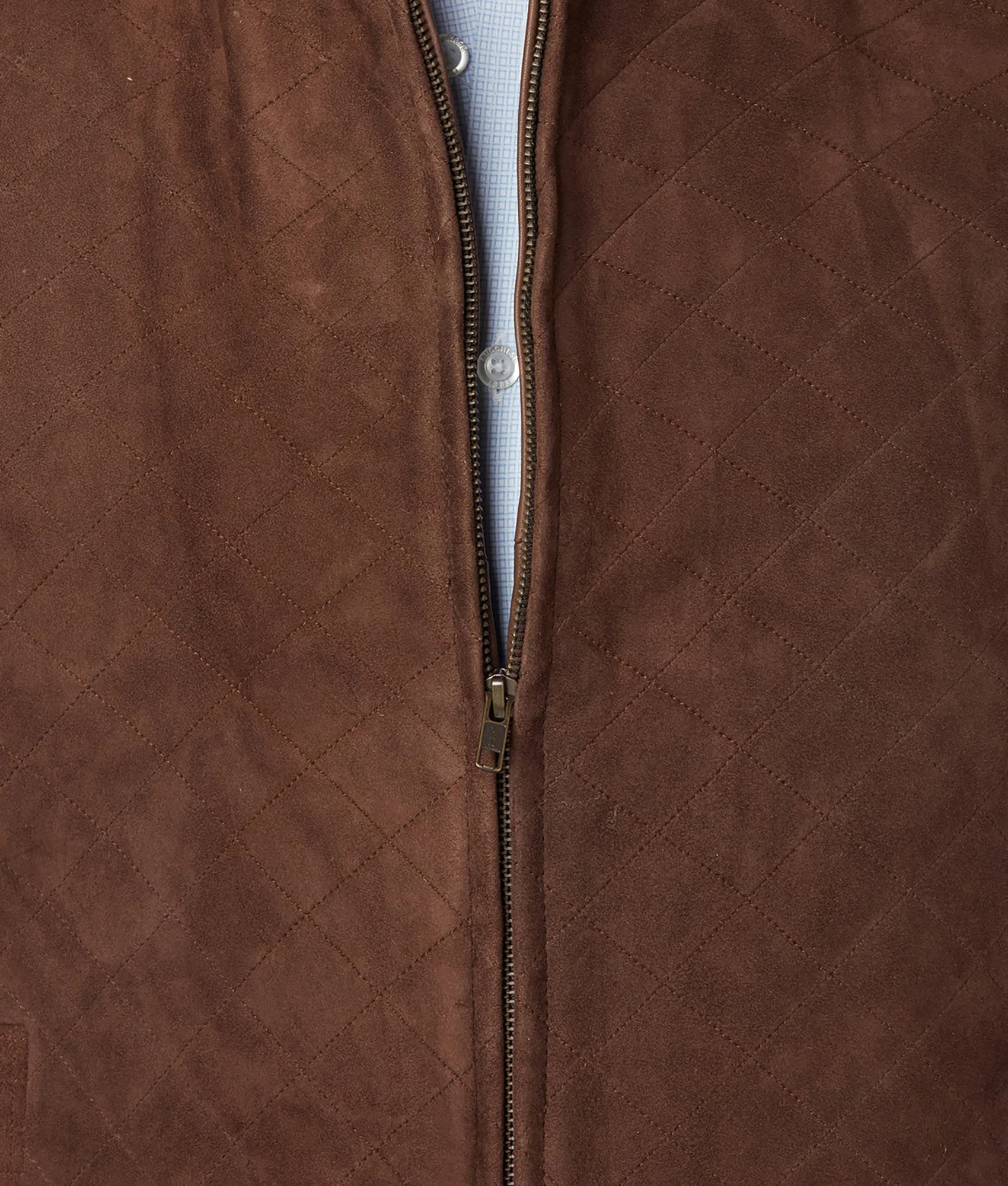 Quilted Suede Vest - Brown