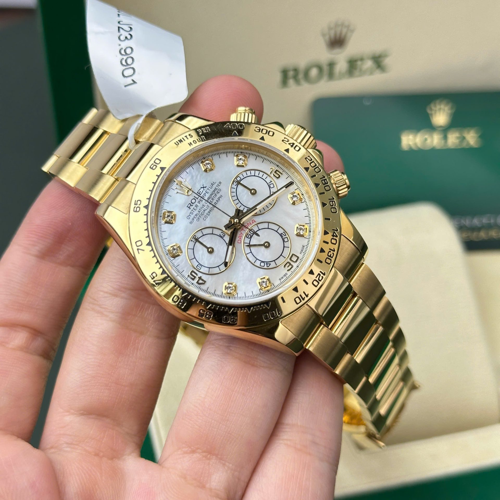 Rolex Daytona 116508 YG Plated MOP Dial CZ Diamonds 40mm Oyster Super Clone