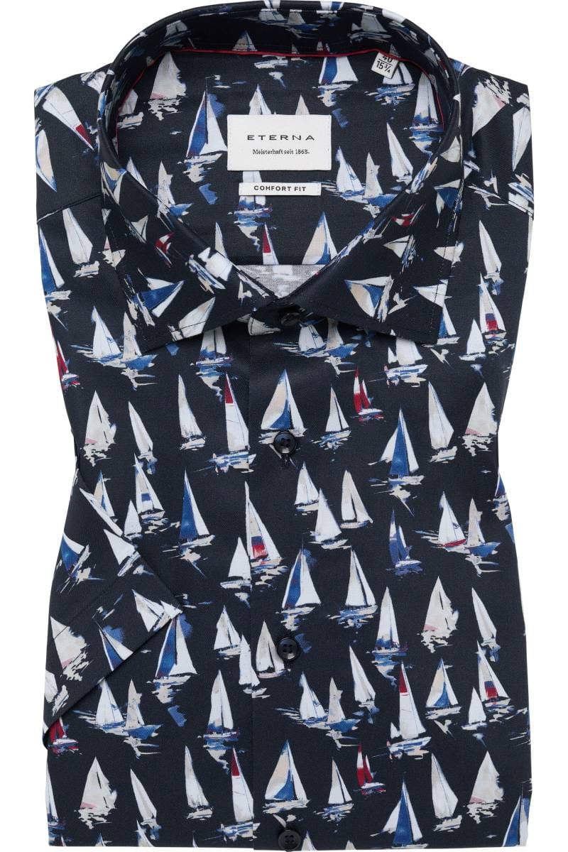 ETERNA Comfort Fit Hemd marine, Bedruckt