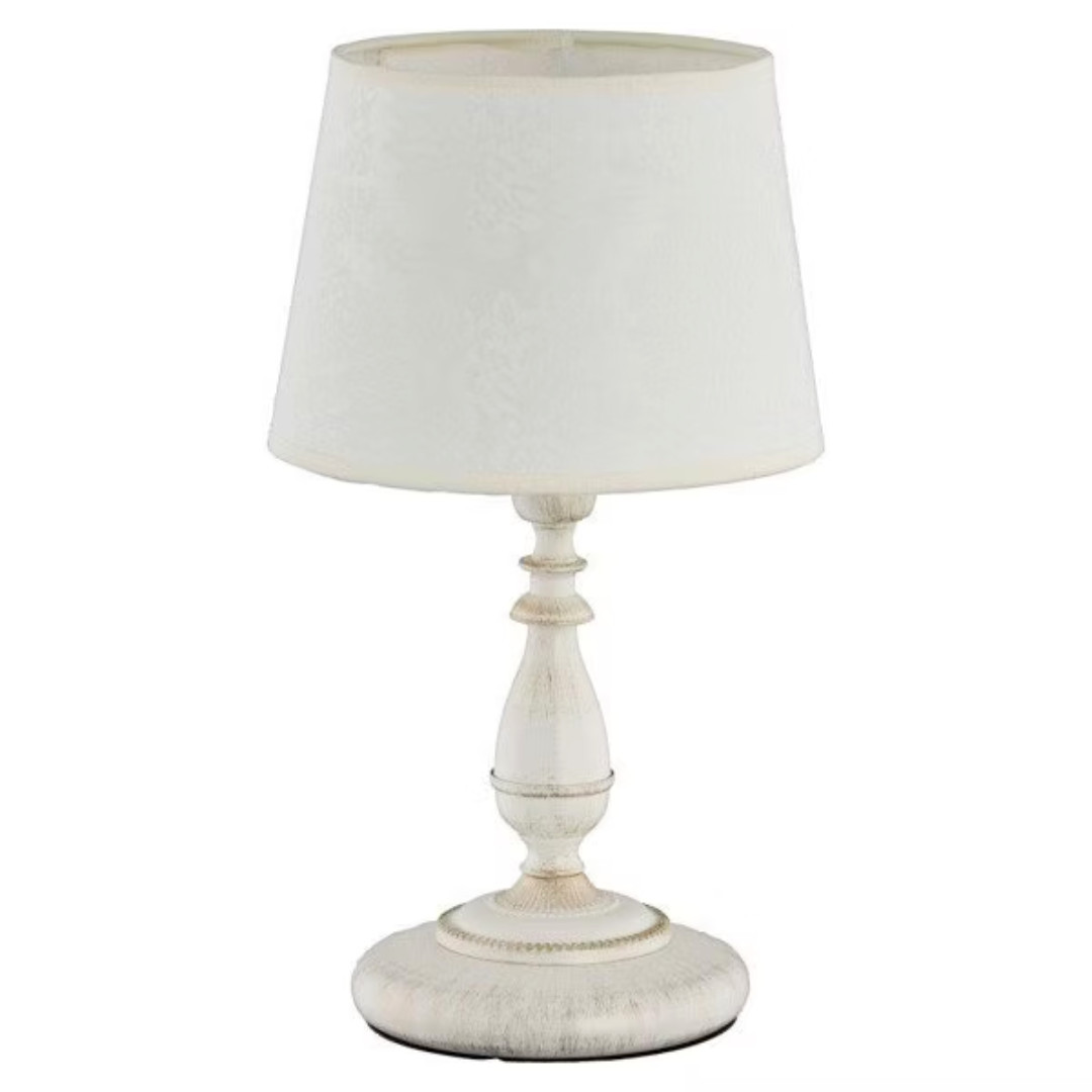 Lampa stołowa z abażurem biała ROKSANA 1xE14x10W wys:35cm Alfa