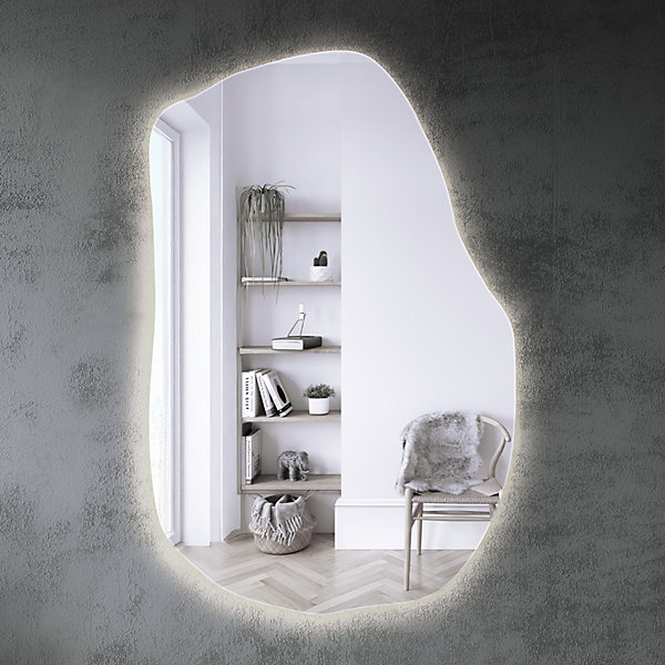 Miroir mural LED Tulup 100 x 65 cm lumiere neutre pour salon