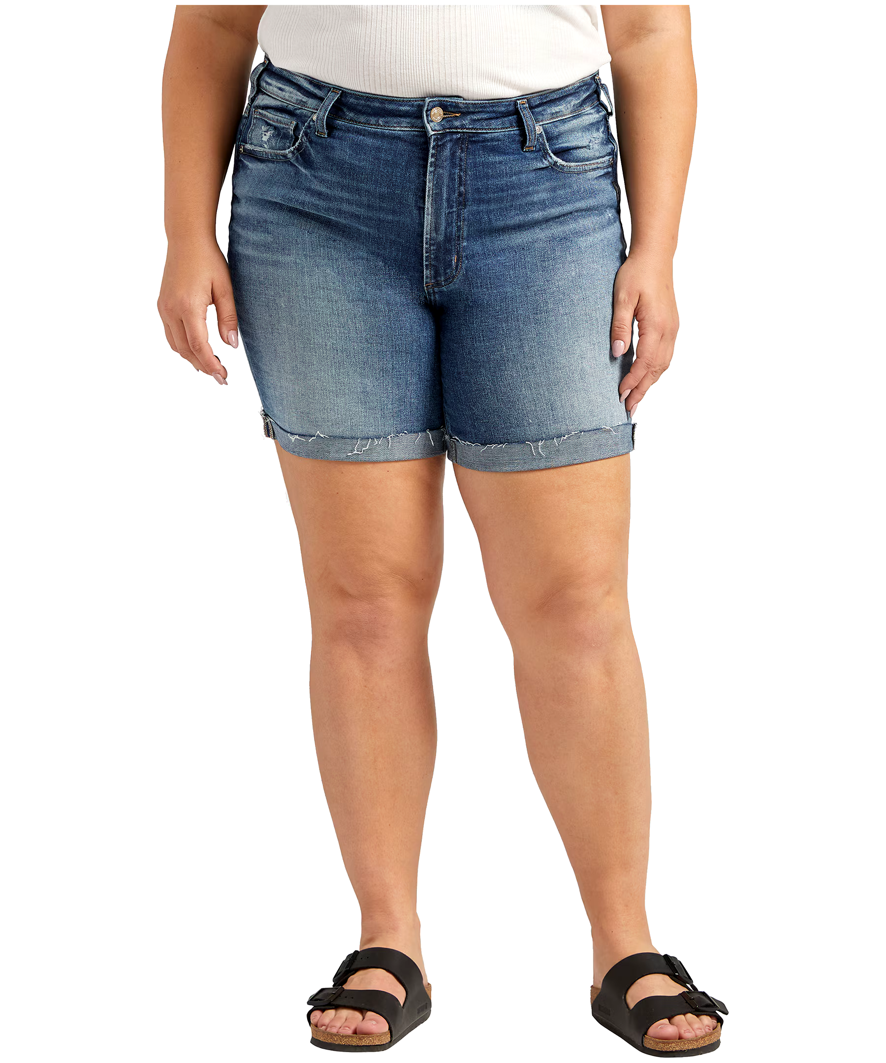 Silver Women's Sure Thing High Rise Long Shorts - Plus Size