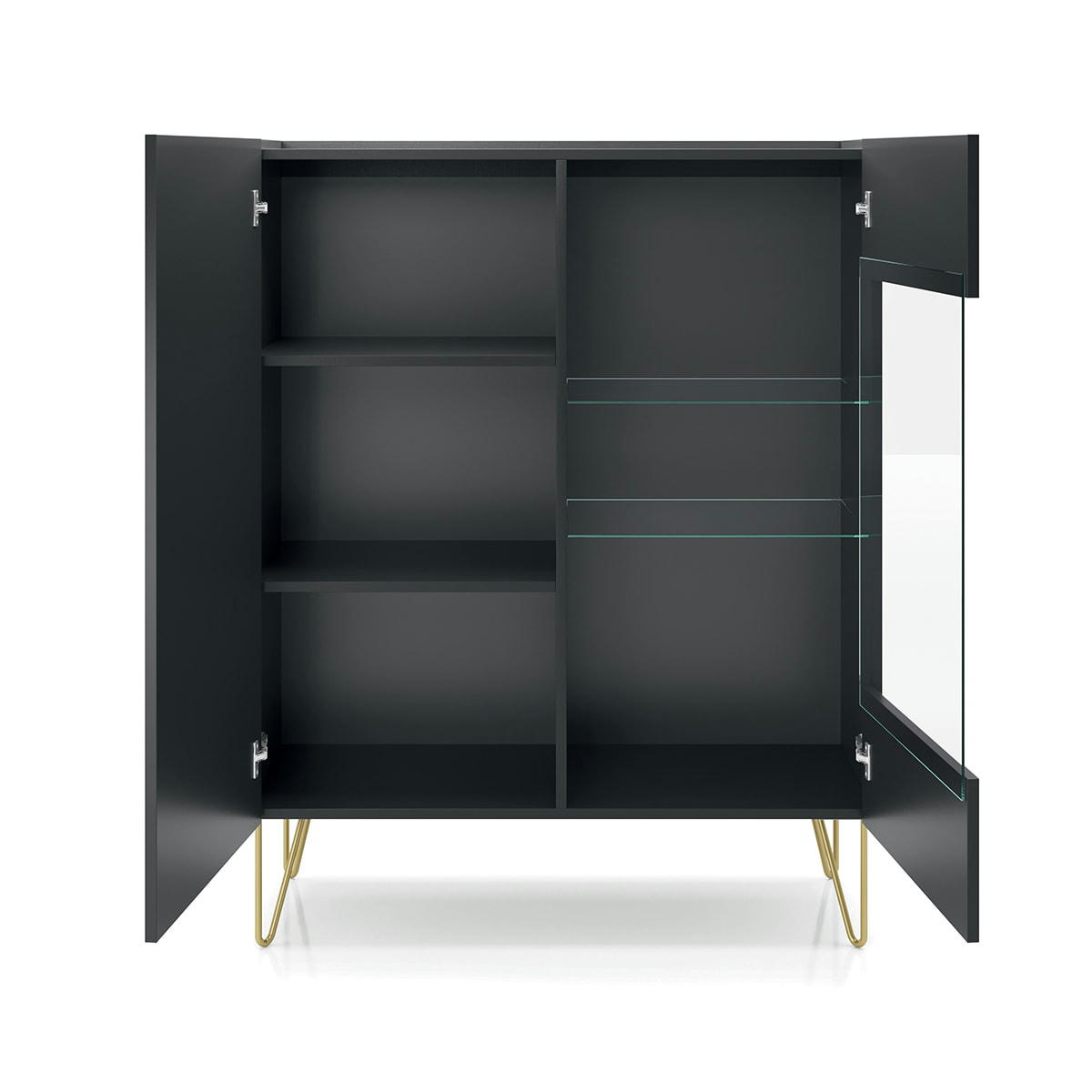 - Vaisselier 2 portes noir et marbre