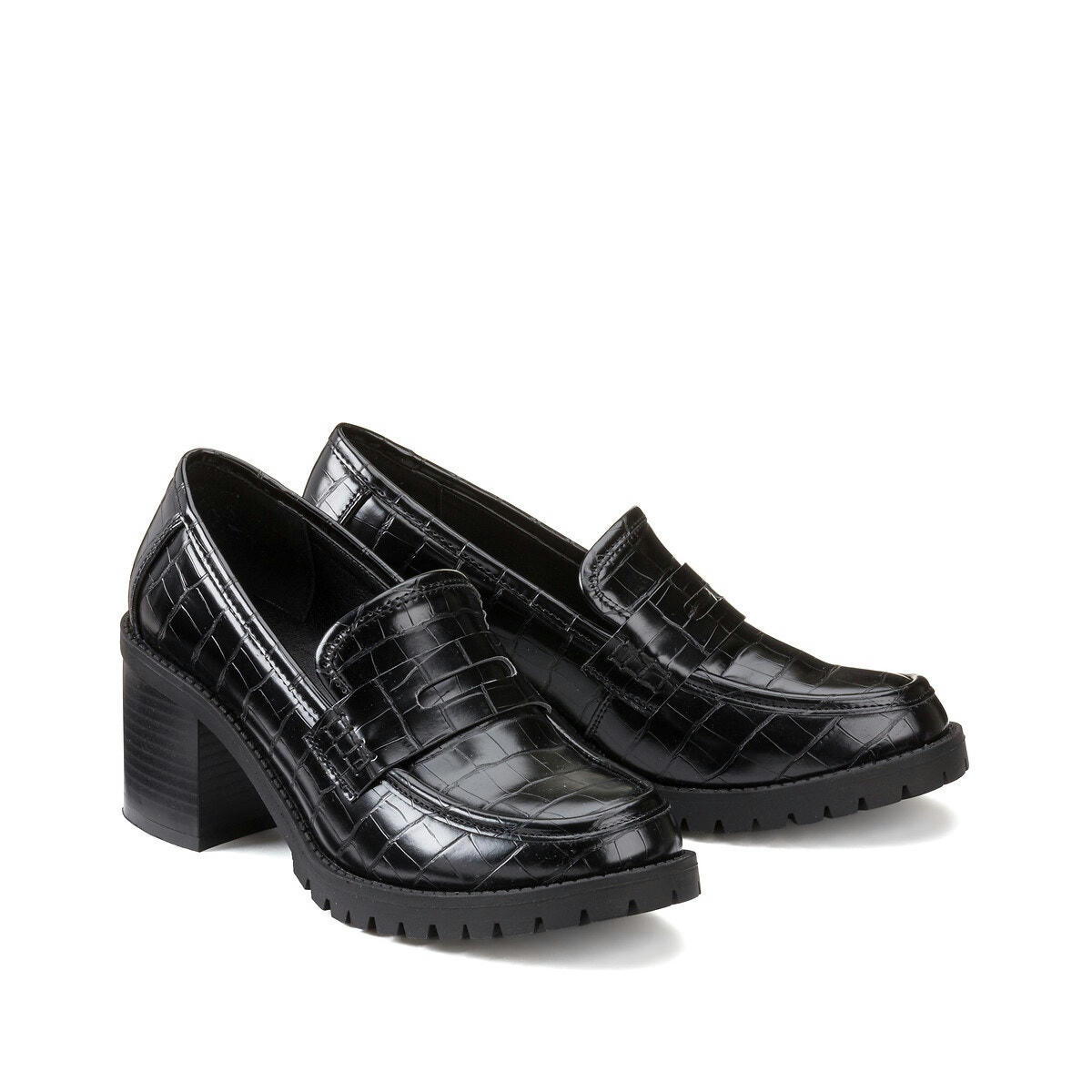Mocassins croco à talon