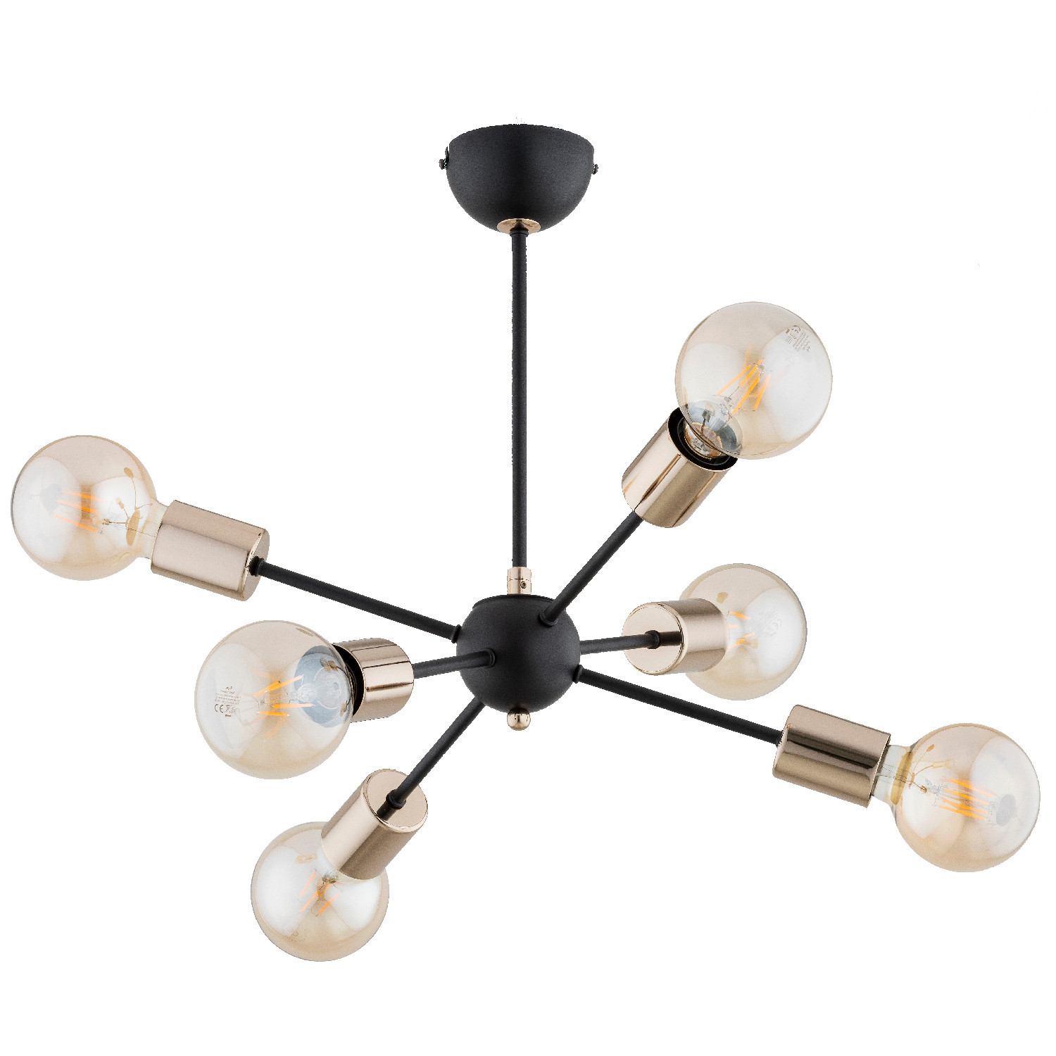 Lampa wisząca czarno-złota TIMOS 6xE27x15W wym: 45x49x49 cm Alfa