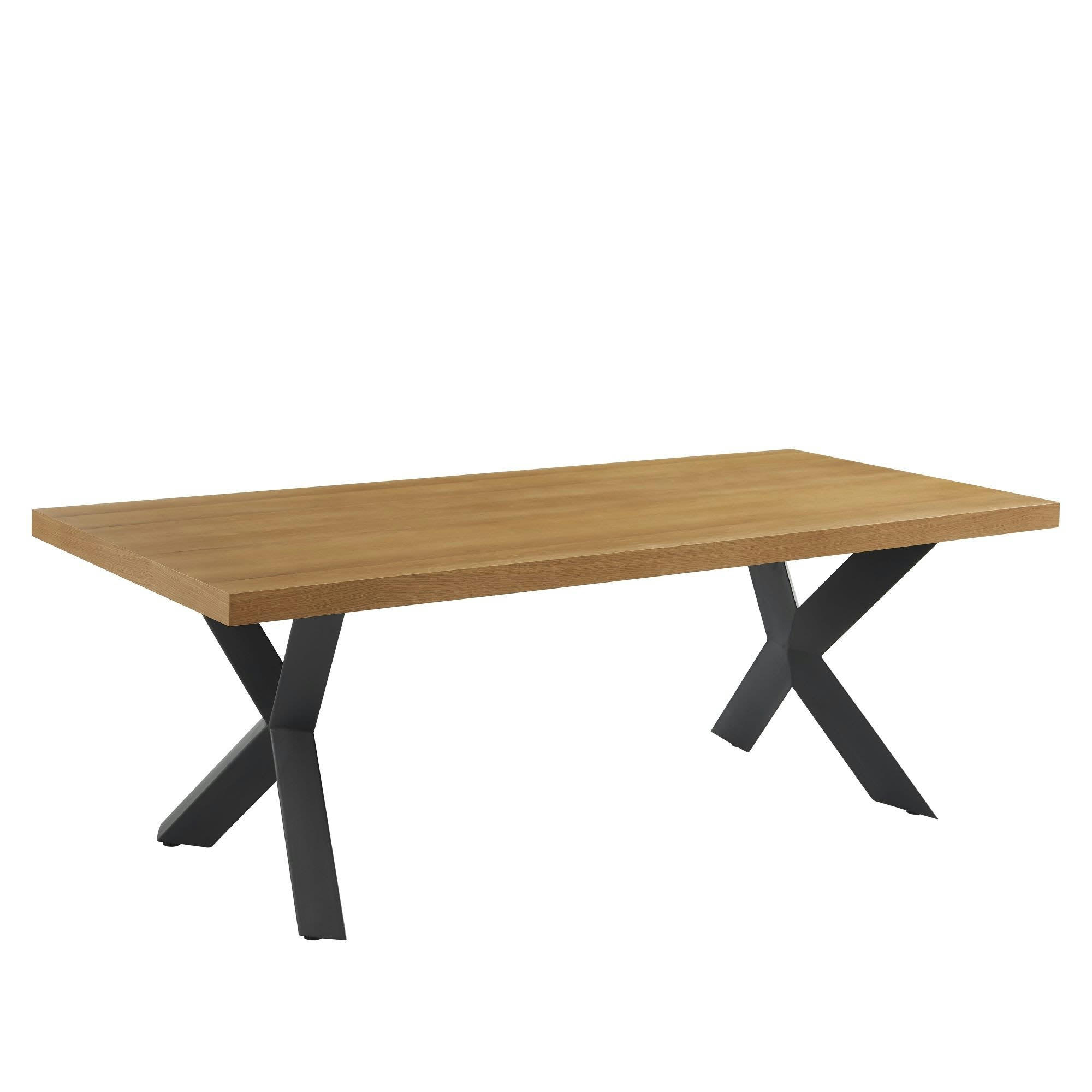 PLATON - Table à manger  placage chêne et métal noir 220cm