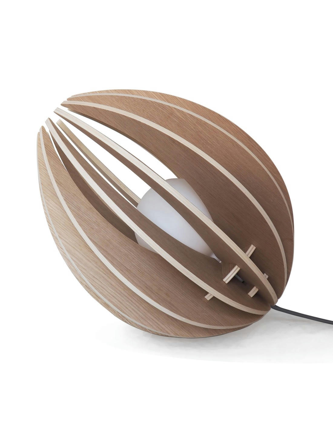 FÈVE - Lampe à poser en bois avec fil noir sans ampoule