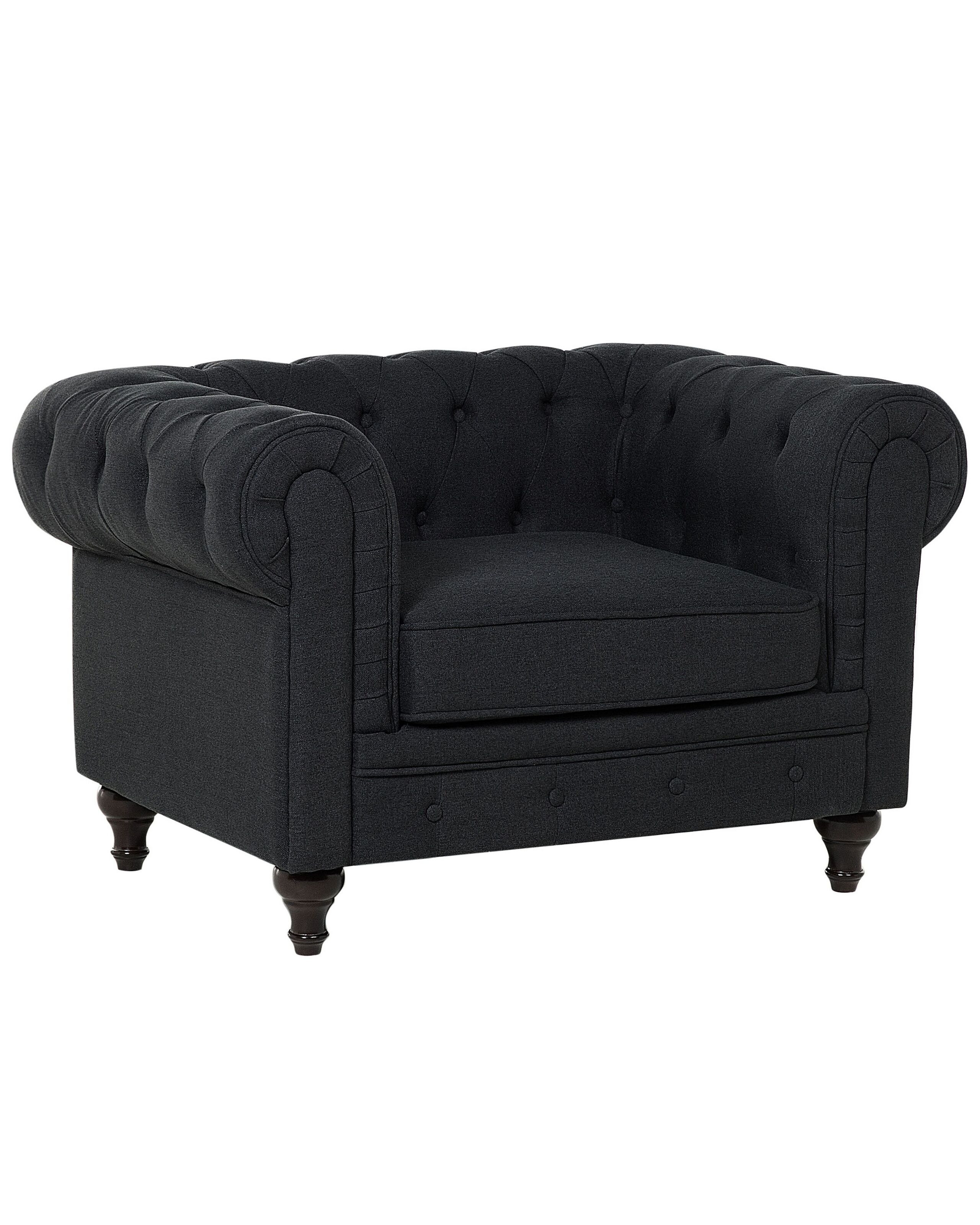 Fotel krzesło chesterfield retro grafitowy