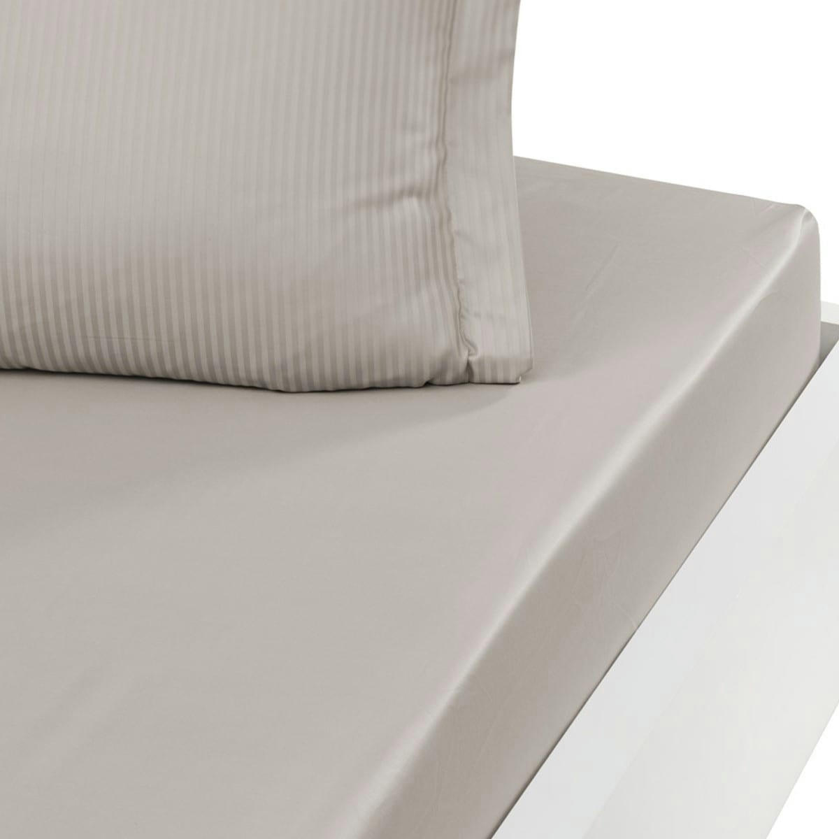 VERSAILLES - Drap housse uni en satin de coton Taupe 160x200 cm