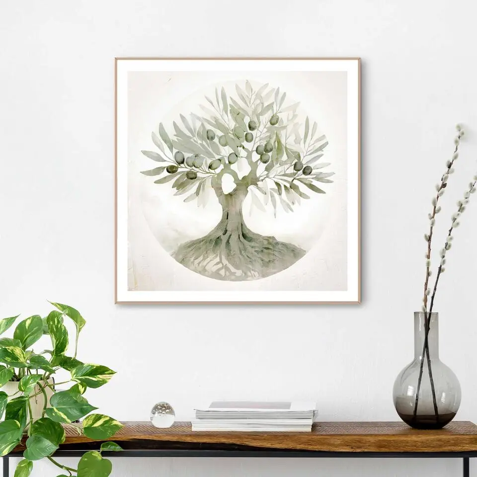 Schilderij Tree of Life - 50 x 50 - Groen