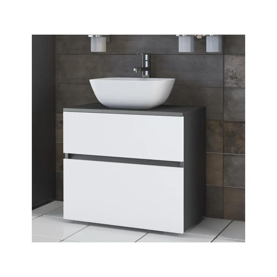 Wisla - Wastafelonderkast met 1 lade in antraciet wit