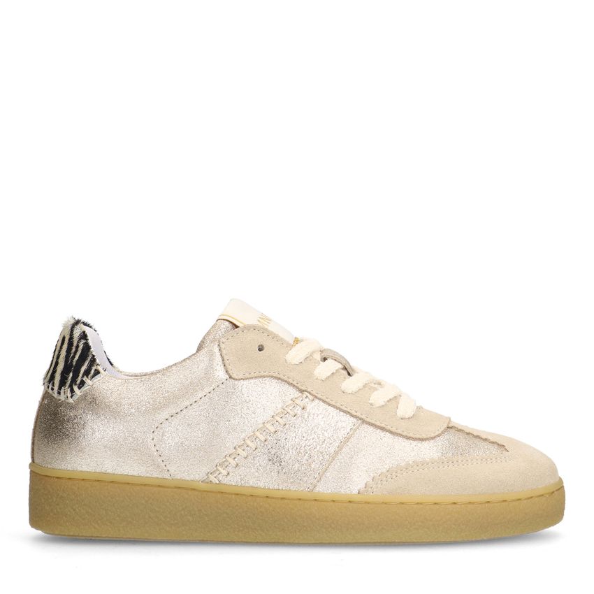 Manfield Gouden leren sneakers met zebra details