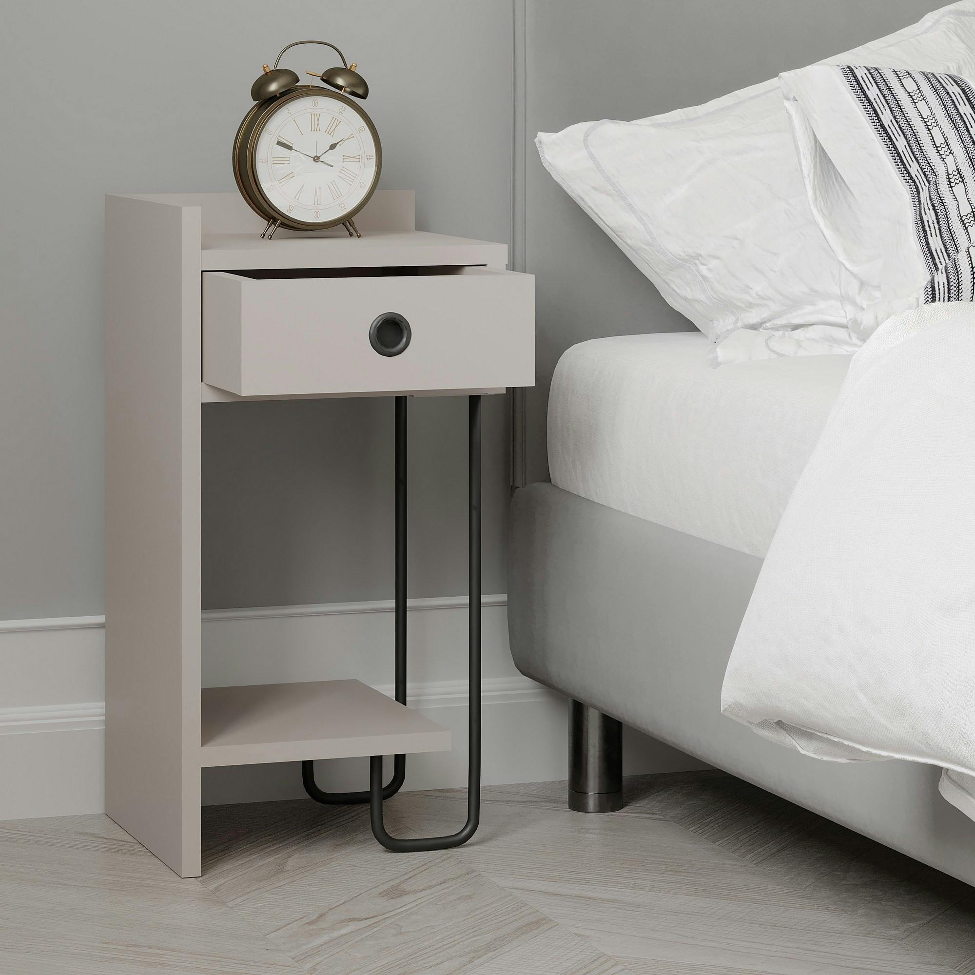 Chevet moderne moka - 1 niche ouverte, côté gauche JENA