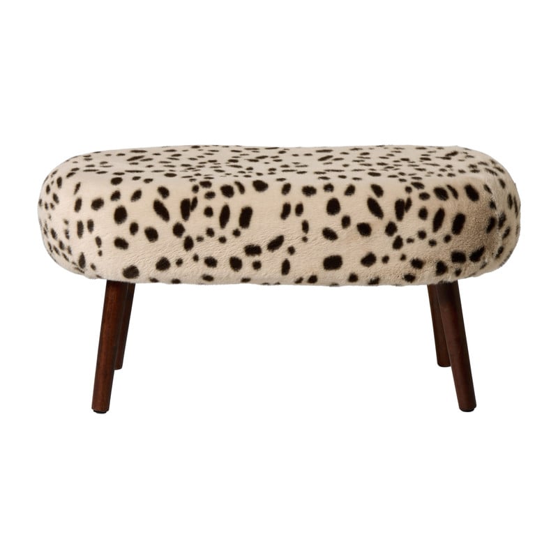 Bankje sneeuwluipaard - beige/zwart -40x82x40 cm