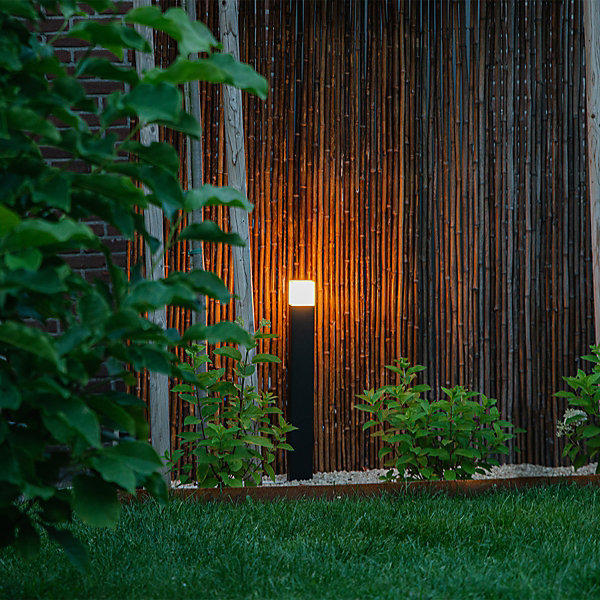 Lampadaire d'extérieur noir avec abat-jour blanc opale 70 cm - Danemark
