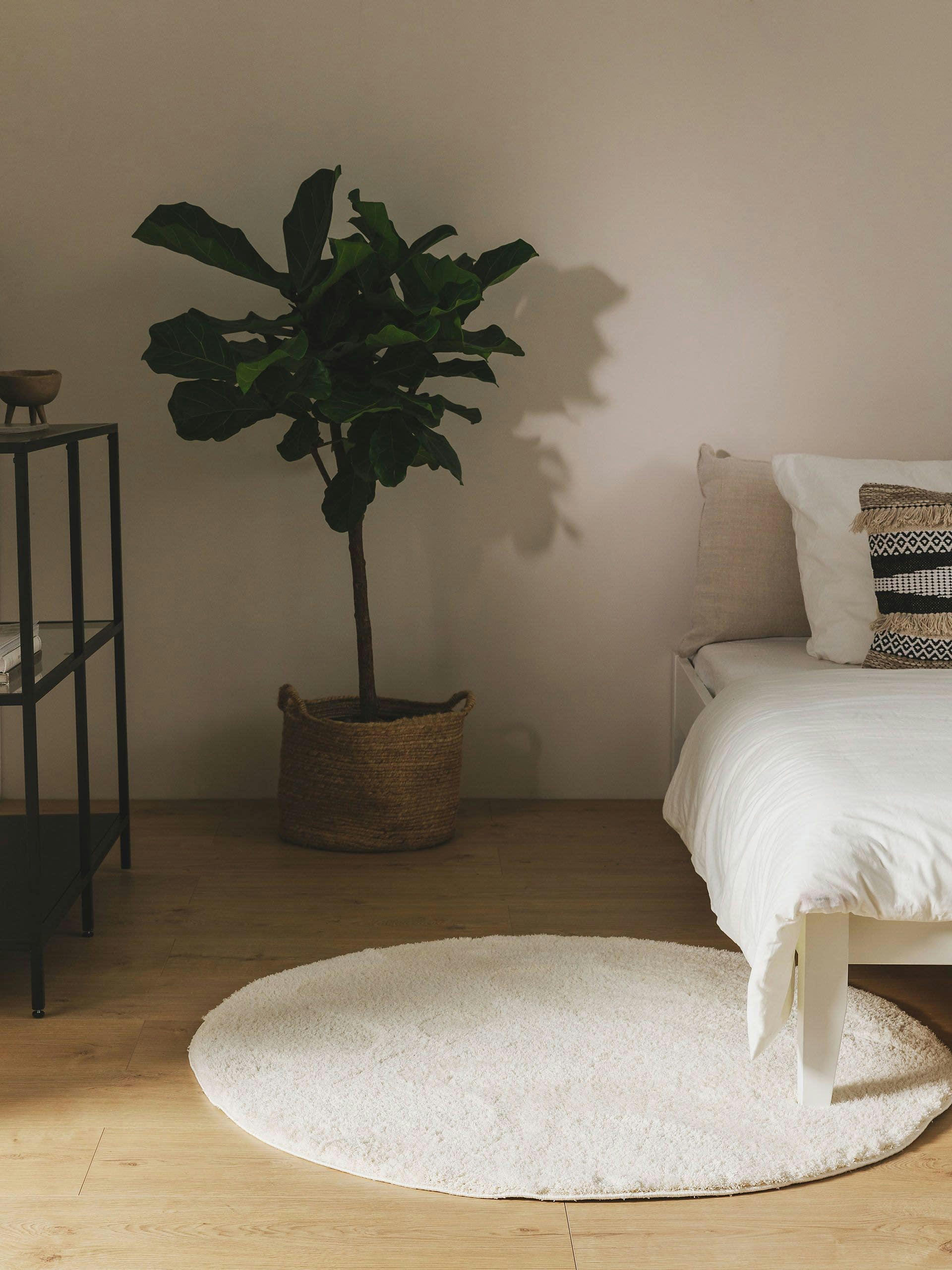 SODA - Tapis à poils longs rond blanc D 160