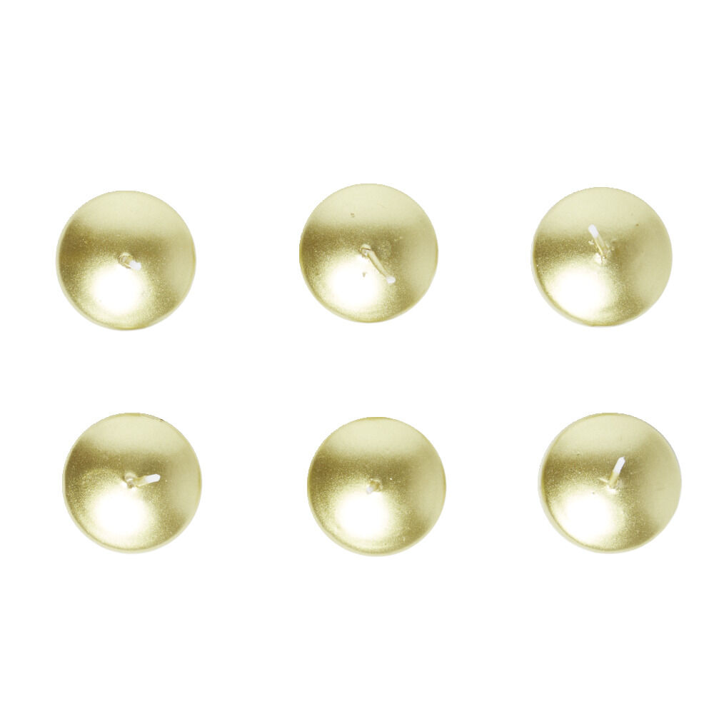 Lot de 6 bougies flottantes cire doré Ø4,5cm