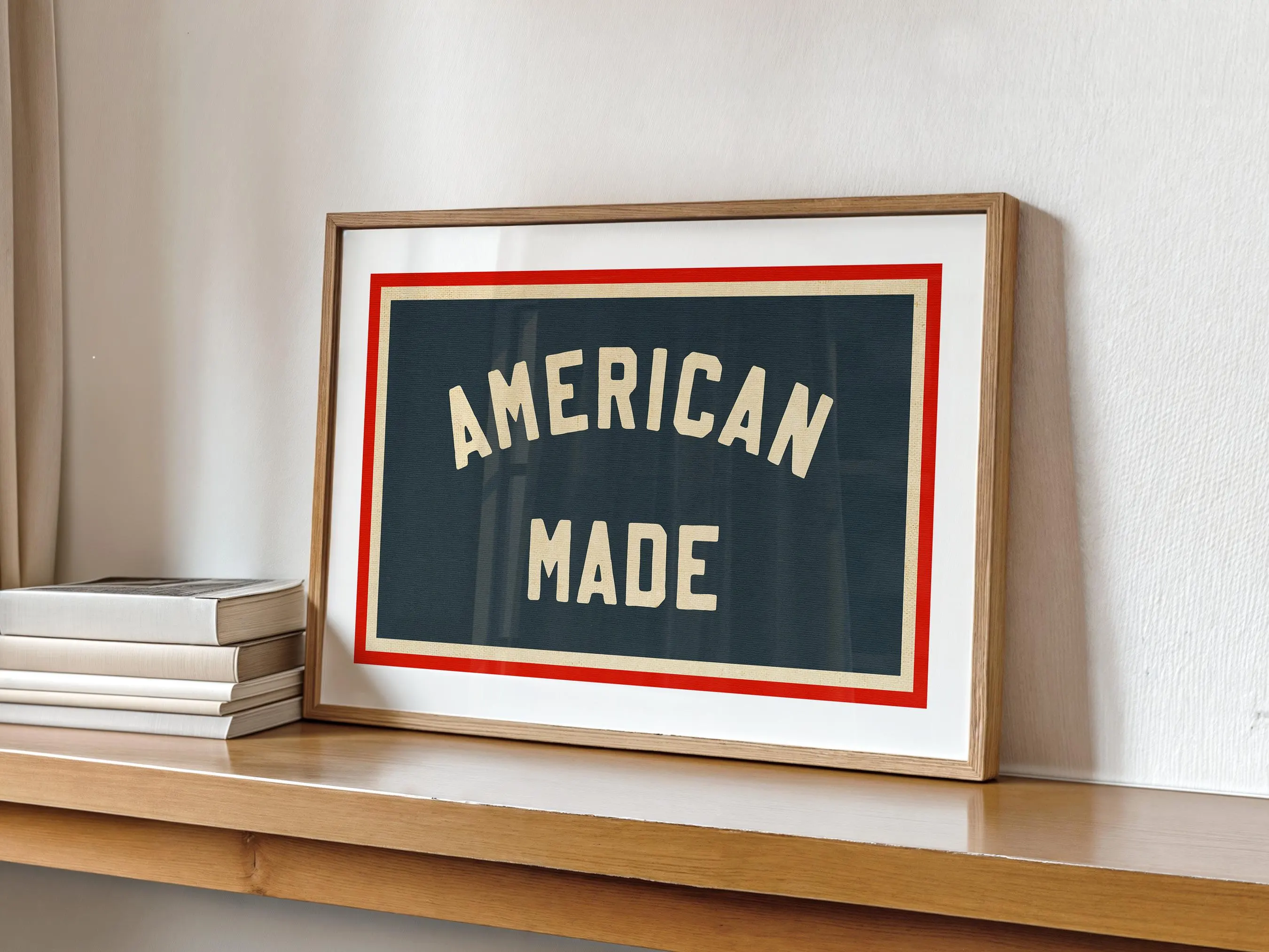 Rustic American Made Print: Retro United States Art, Patriotic Decor, Americana