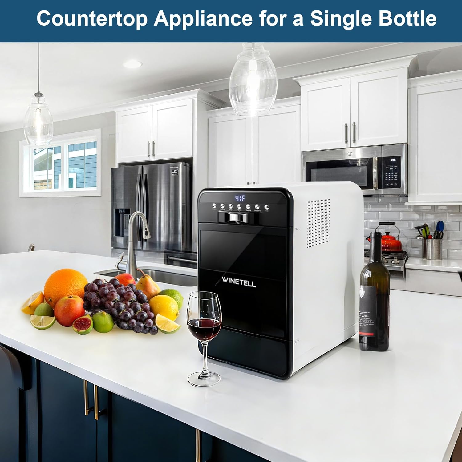 Wine Preservation System – Wine Saver & Dispenser with Adjustable Temperature Control, Preserves Wine Freshness & Flavor, for Home, Office & Hotel, Without Removing Corks (White)