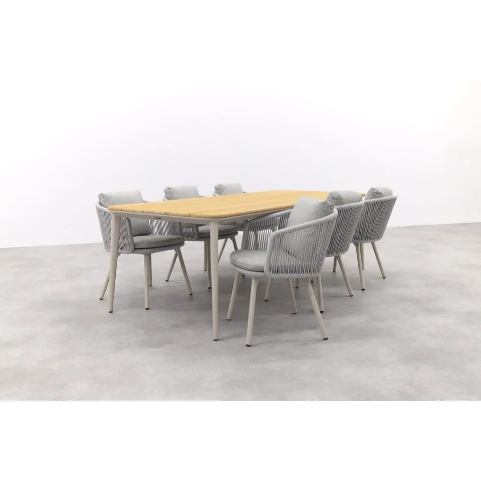 VDG Ohio/Alaska tuinset - teak/aluminium - mokka -240x100 cm