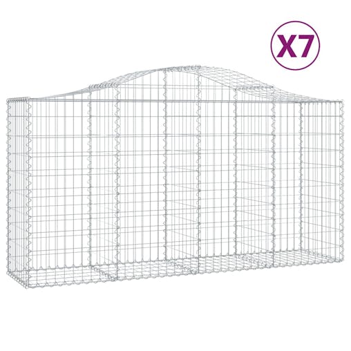 NNEVL Arched Gabion Baskets 7 pcs 200x50x100/120 cm Galvanised Iron