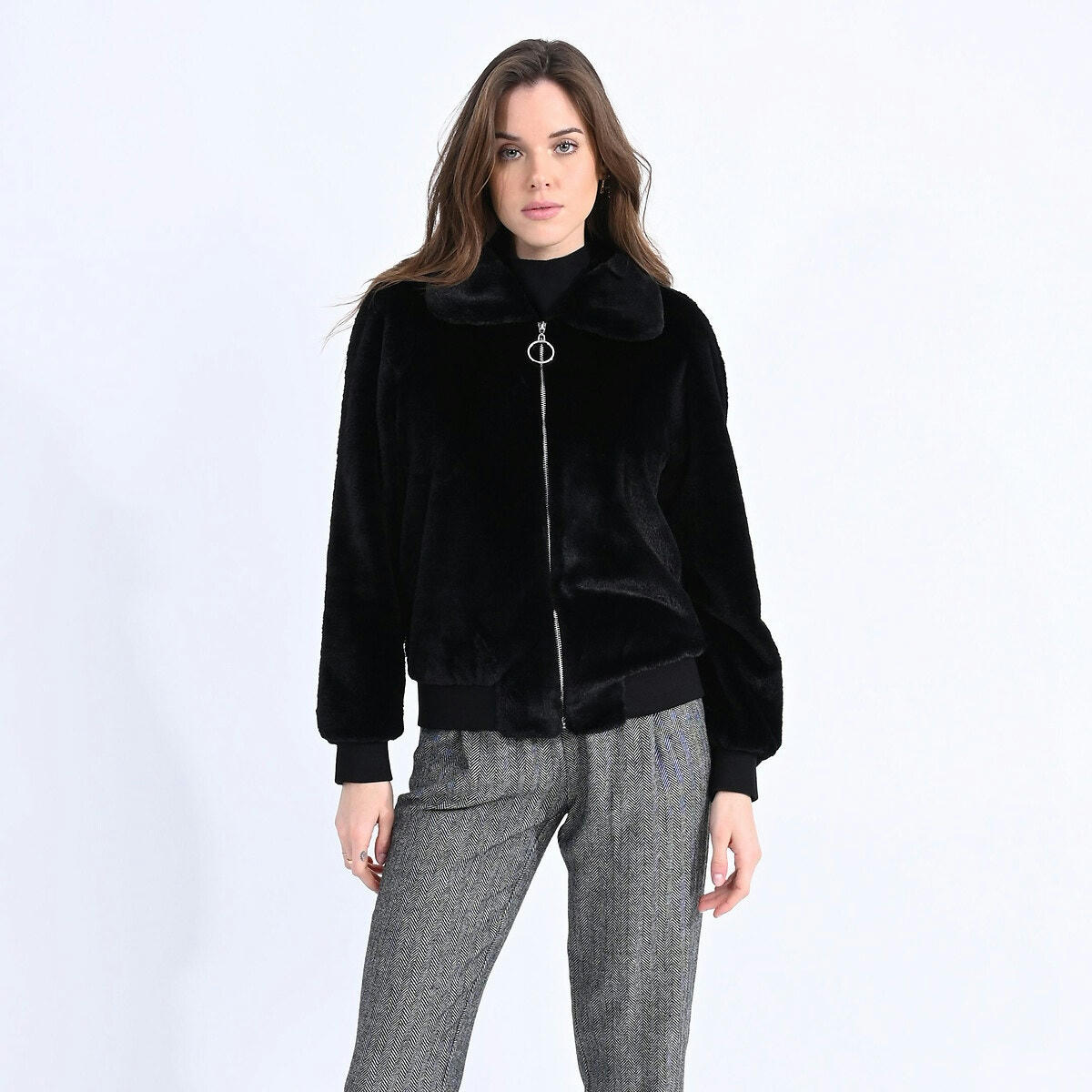 Veste zippée imitation fourrure