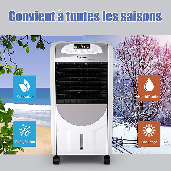 Climatiseur Mobile Chauffage Rafraîchisseur d'Air 3 Modes 3 Vitesses Variables Réservoir 7L Minuterie avec Télécommande