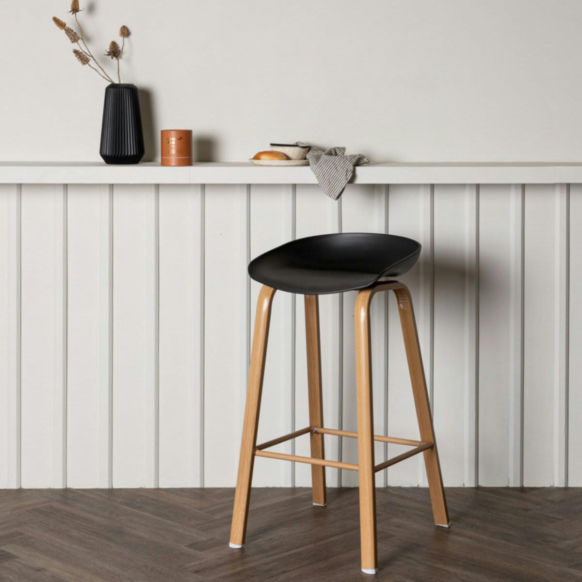 DORIANA - Lot de 2 tabourets de bar en métal noir