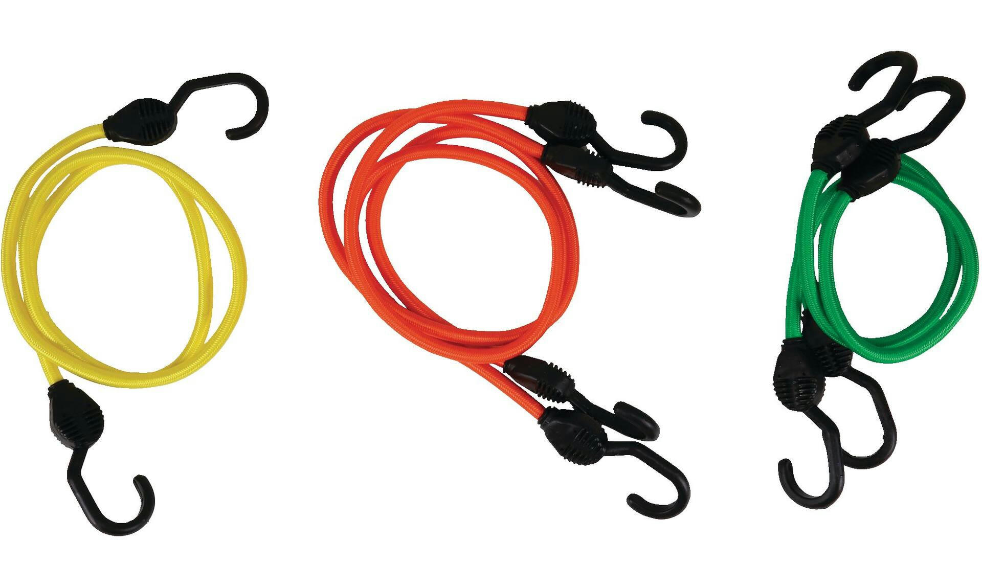 Certified Super Strong Bungee Cord Kit, with Steel Core Hooks, Assorted Sizes, 5-pk