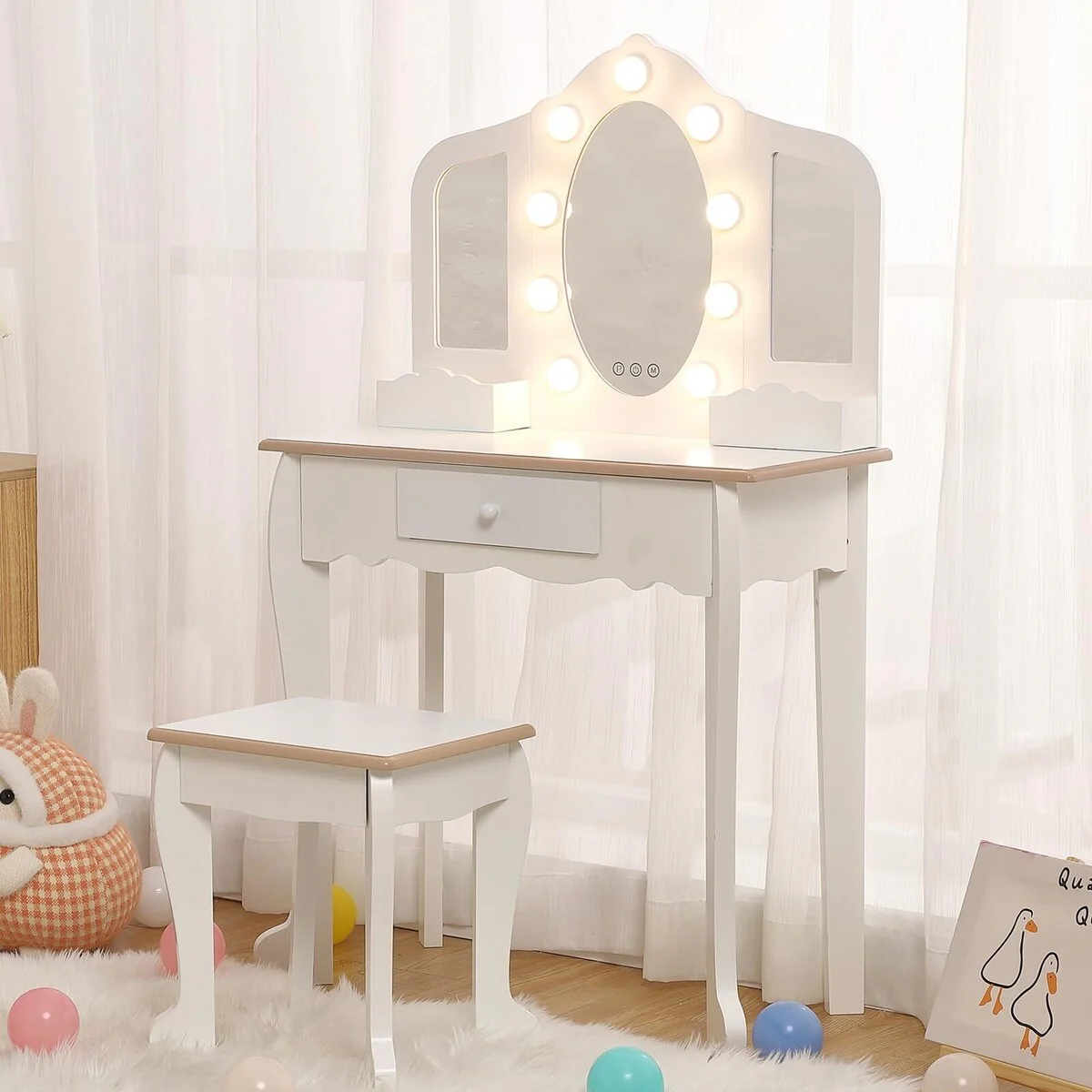 Princess Vanity Set with Touch Light and 3 Mirrors