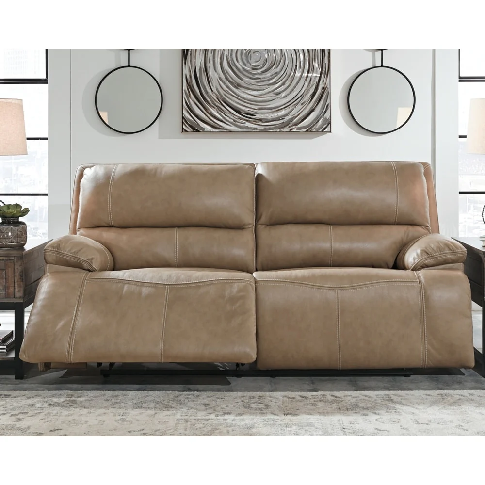 Signature Design by Ashley Ricmen Leather Power Adjustable Dual Reclining Sofa