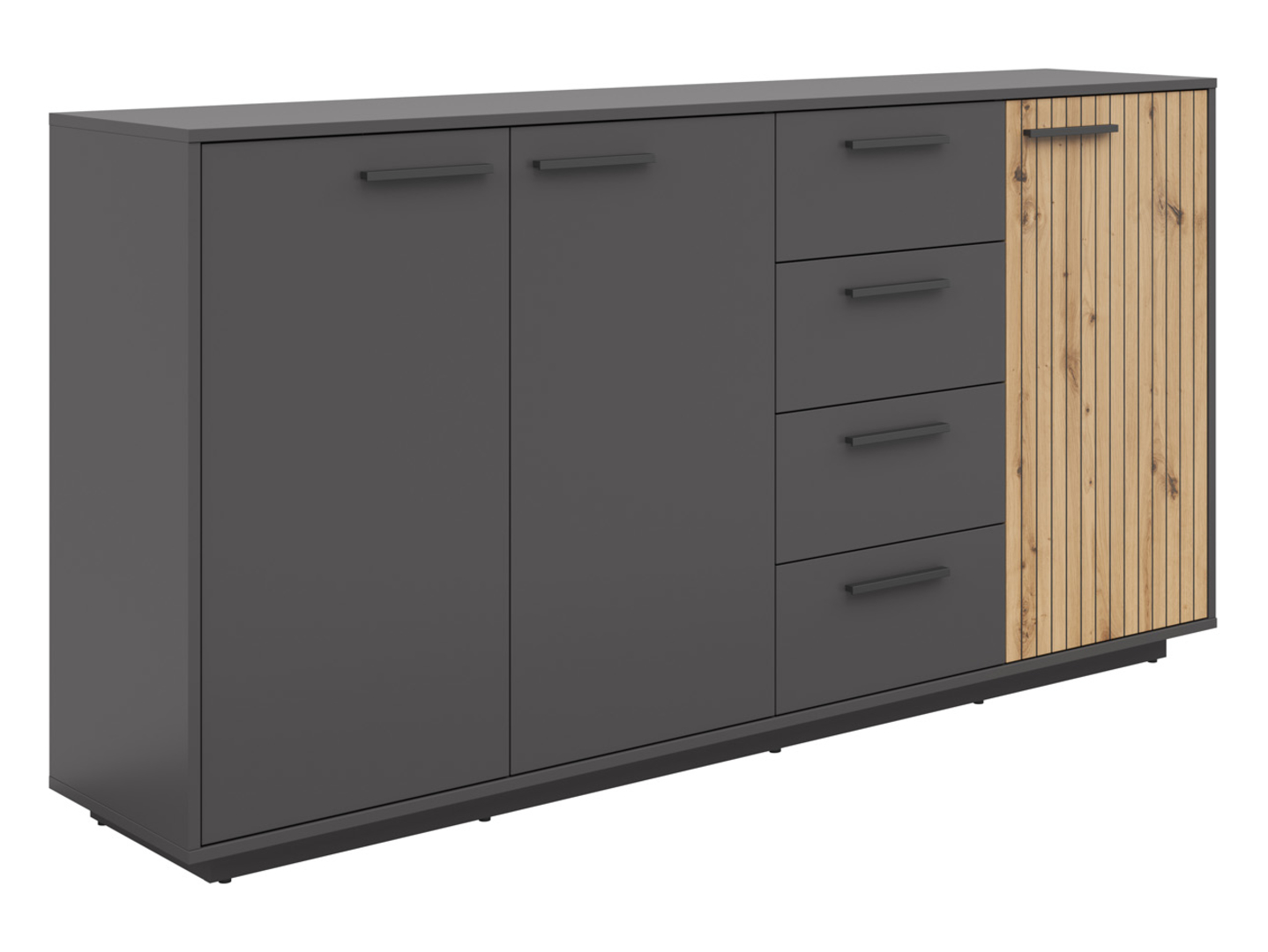 Komoda Lukas 184 cm z 3 drzwiami i 4 szufladami antracyt/dąb artisan
