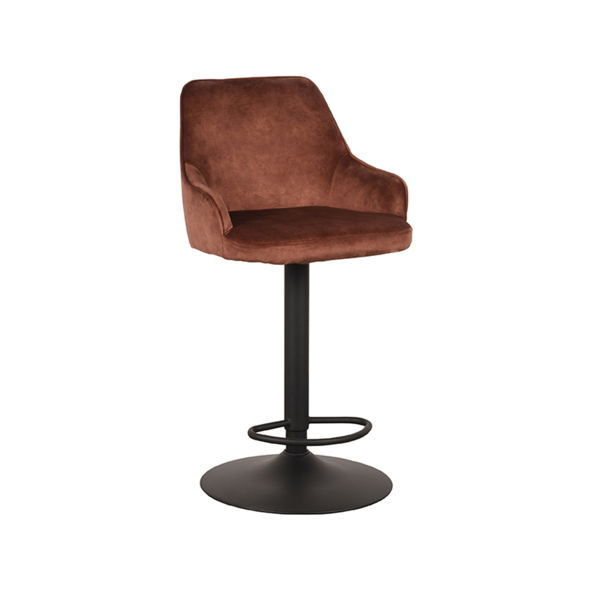LABEL51 Barkruk Fender - Oranje Velvet - Zithoogte 64–84cm