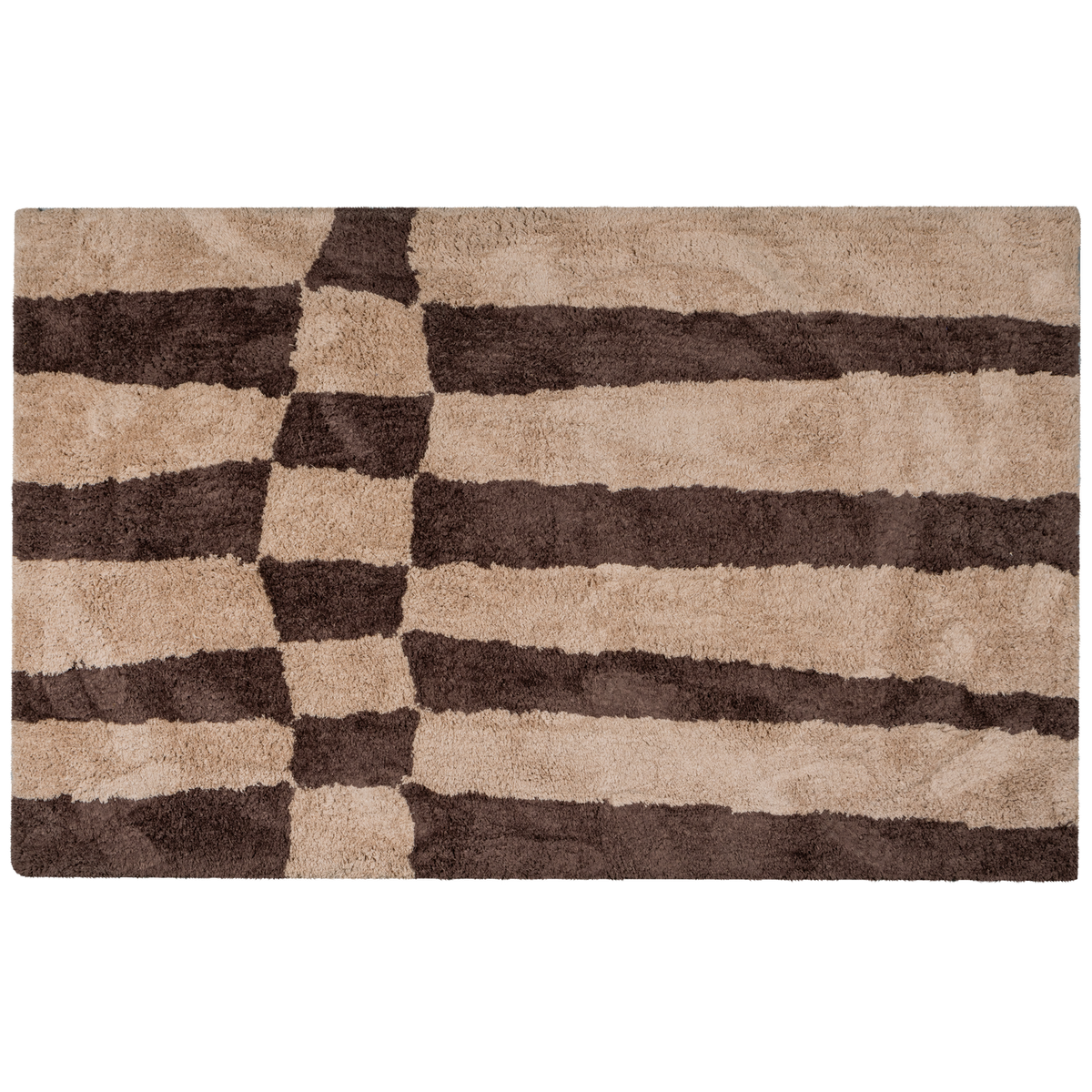 WOOOD vloerkleed grafisch dessin Fafa - Wol/Katoen - Bruin - 200x300cm
